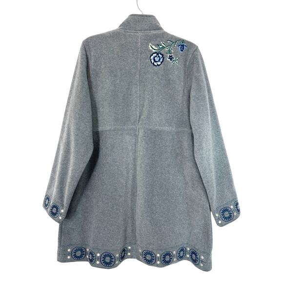VTG Coldwater Creek Jacket Women M Floral Embroidered Fleece Cottage Soft Grunge - Picture 10 of 12